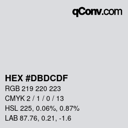 カラーコード: HEX #DBDCDF | qconv.com