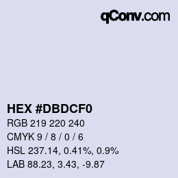 Color code: HEX #DBDCF0 | qconv.com