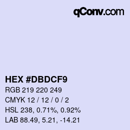 Color code: HEX #DBDCF9 | qconv.com