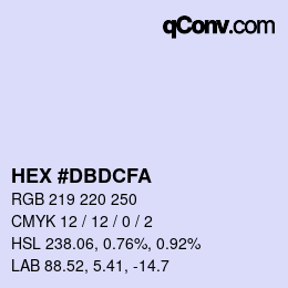 カラーコード: HEX #DBDCFA | qconv.com