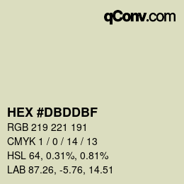 Color code: HEX #DBDDBF | qconv.com