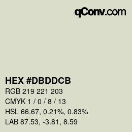 颜色代码: HEX #DBDDCB | qconv.com