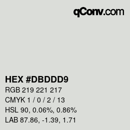 Color code: HEX #DBDDD9 | qconv.com