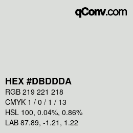 カラーコード: HEX #DBDDDA | qconv.com