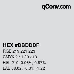 Color code: HEX #DBDDDF | qconv.com