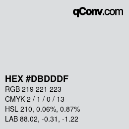 カラーコード: HEX #DBDDDF | qconv.com