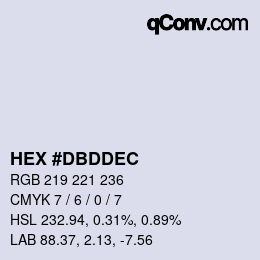 颜色代码: HEX #DBDDEC | qconv.com