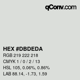 颜色代码: HEX #DBDEDA | qconv.com