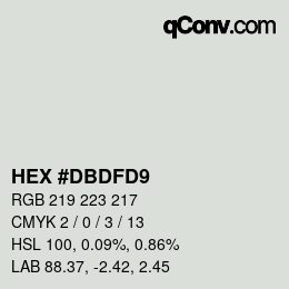 Color code: HEX #DBDFD9 | qconv.com