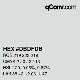 Farbcode: HEX #DBDFDB | qconv.com