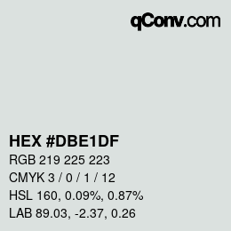 颜色代码: HEX #DBE1DF | qconv.com