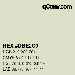 Color code: HEX #DBE2C9 | qconv.com