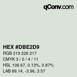 Farbcode: HEX #DBE2D9 | qconv.com
