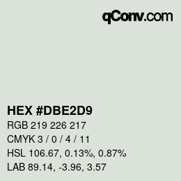 Color code: HEX #DBE2D9 | qconv.com