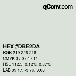 カラーコード: HEX #DBE2DA | qconv.com