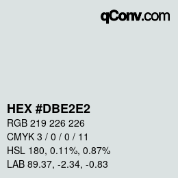 颜色代码: HEX #DBE2E2 | qconv.com