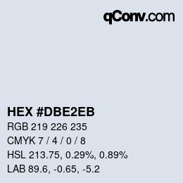 颜色代码: HEX #DBE2EB | qconv.com