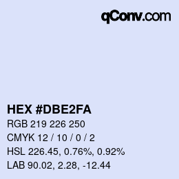 Color code: HEX #DBE2FA | qconv.com