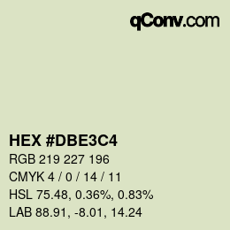 Color code: HEX #DBE3C4 | qconv.com