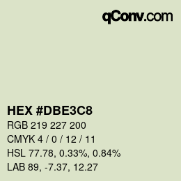 Color code: HEX #DBE3C8 | qconv.com