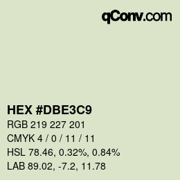 Farbcode: HEX #DBE3C9 | qconv.com