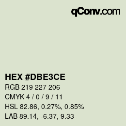 Color code: HEX #DBE3CE | qconv.com