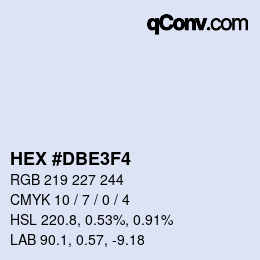 Code couleur: HEX #DBE3F4 | qconv.com