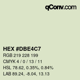 カラーコード: HEX #DBE4C7 | qconv.com