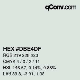 Color code: HEX #DBE4DF | qconv.com