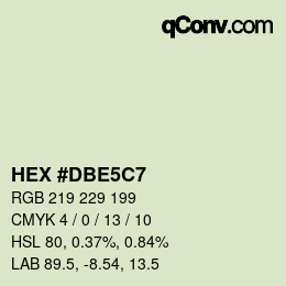 Color code: HEX #DBE5C7 | qconv.com
