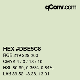 颜色代码: HEX #DBE5C8 | qconv.com