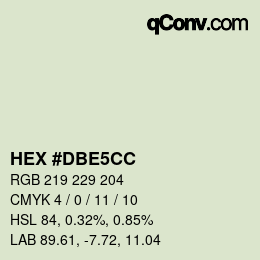 Color code: HEX #DBE5CC | qconv.com