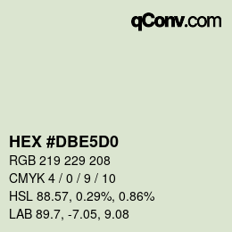 Color code: HEX #DBE5D0 | qconv.com