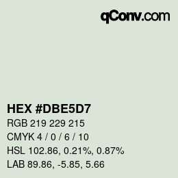 Farbcode: HEX #DBE5D7 | qconv.com