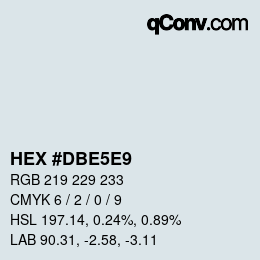 Código de color: HEX #DBE5E9 | qconv.com