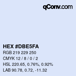 Color code: HEX #DBE5FA | qconv.com