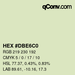 Color code: HEX #DBE6C0 | qconv.com