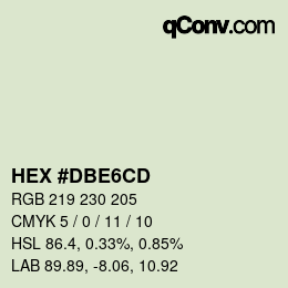 カラーコード: HEX #DBE6CD | qconv.com