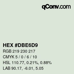 Color code: HEX #DBE6D9 | qconv.com