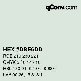 颜色代码: HEX #DBE6DD | qconv.com
