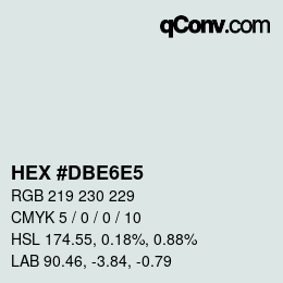 カラーコード: HEX #DBE6E5 | qconv.com