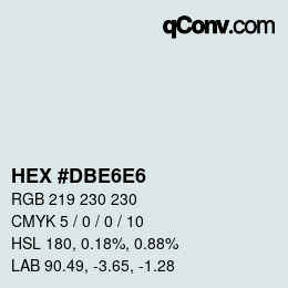 颜色代码: HEX #DBE6E6 | qconv.com