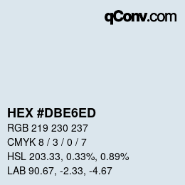 颜色代码: HEX #DBE6ED | qconv.com