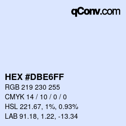 Color code: HEX #DBE6FF | qconv.com