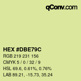 Color code: HEX #DBE79C | qconv.com