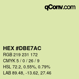 颜色代码: HEX #DBE7AC | qconv.com