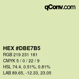 Color code: HEX #DBE7B5 | qconv.com