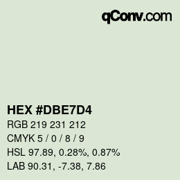 Color code: HEX #DBE7D4 | qconv.com