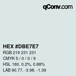 颜色代码: HEX #DBE7E7 | qconv.com