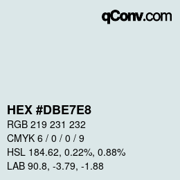 Color code: HEX #DBE7E8 | qconv.com